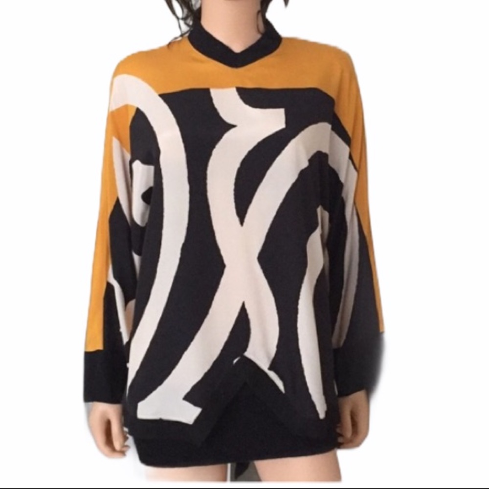 NWOT Vintage MONDRIAN pure silk abstract blouse made in Italy